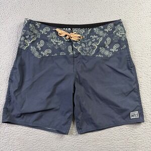 Howler Brothers Los Vaqueros Bandana Naval Blue 8" Board Shorts 34 Swim Trunks